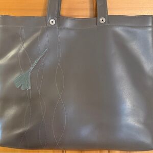 Elegant Gray Leather Tote Bag